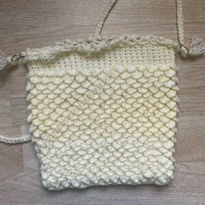 Elegant Cream Crochet Shoulder Bag HANDMADE